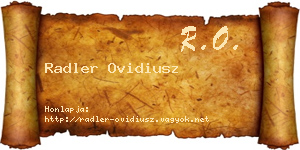 Radler Ovidiusz névjegykártya